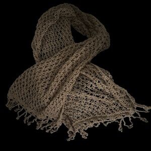 Elegant Tan  Crochet eyelet Scarf